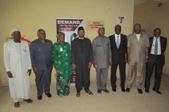 Delegation from FHA in a group Photograph with ICPC Chairman, Mr. Ekpo Nta and Secretary to the Commission, Mr. Elvis Oglafa.