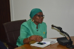 ICPC Spokesperson and Director, Public Enlightenment, Mrs. Rasheedat Okoduwa, speaking during the courtesy visit
