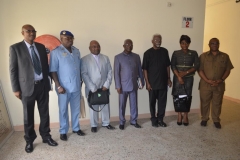 ICPC Chairman, Mr. Ekpo Nta (3rd right) and NACC Chairman, Rev. Massi Gams (centre), in a group photograph with management staff of ICPC and NACC