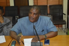 Mr. Lanre Awogbemi, Head of the Computer Forensic and Security Unit of ICPC, speaking during the visit