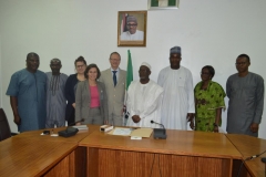 ICPC Acting Chairman, Hon. Bako Abdullahi in a group photograph with members of the Swiss Embassy and ICPC management staff