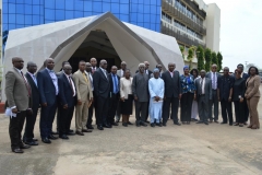 Out-gone ICPC Chairman, Mr. Ekpo Nta and ICPC Acting Chairman, Alhaji Bako Abdullahi, in a group photograph with management staff