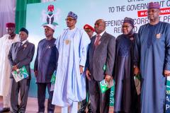 His Excellency, President Muhammadu Buhari along with other dignitaries launching the report of the first phase of the ICPC Constituency Projects Tracking Initiative.