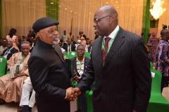 ICPC Chairman, Prof. Bolaji Owasanoye in a hand shake with Sen. Chris Ngige, Hon.  Minister of Labour and Productivity