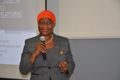 ICPC Spokesperson and Director Public Enlightenment Department, Mrs. Rasheedat Okoduwa, making a presentation at the event