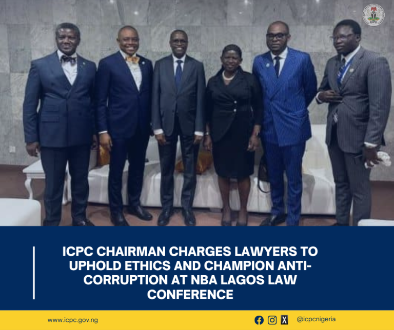 ICPC Chairman Charges Lawyers to Uphold Ethics and Champion Anti-Corruption at NBA Lagos Law Conference