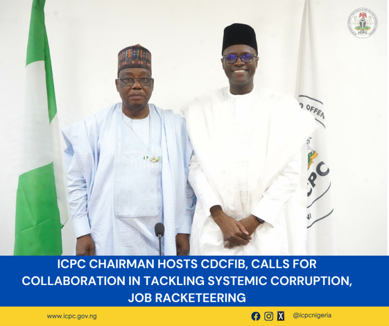 ICPC Chairman Hosts CDCFIB, Calls for Collaboration in Tackling Systemic Corruption, Job Racketeering
