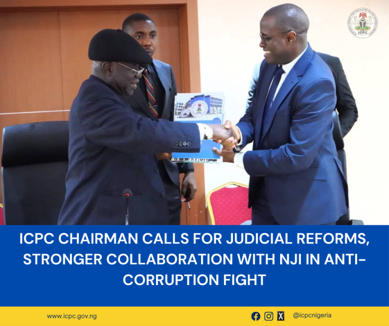 ICPC Chairman Calls for Judicial Reforms, Stronger Collaboration with NJI in Anti-Corruption Fight