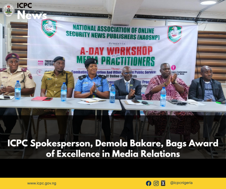 ICPC Spokesperson, Demola Bakare, Bags Award of Excellence in Media Relations