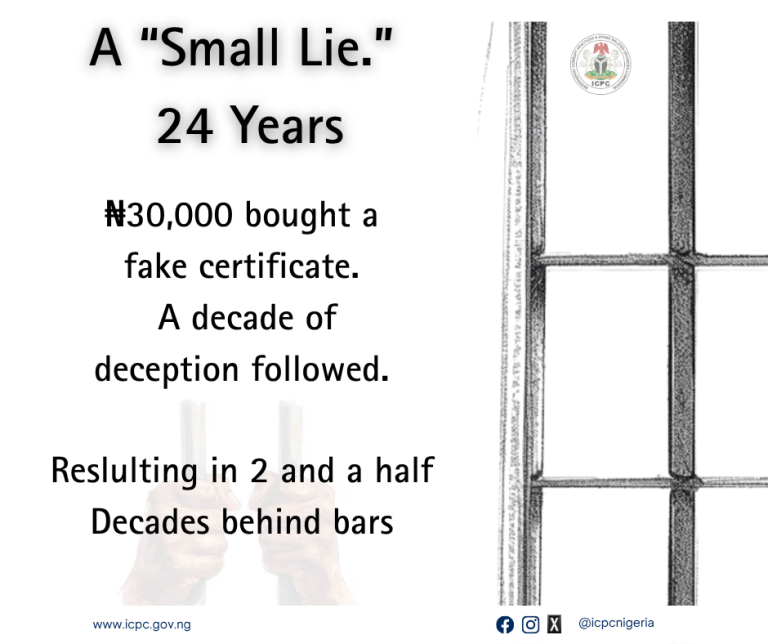 ICPC Secures 24-Year Jail Term for Dismissed NECO Staff Over Certificate Forgery