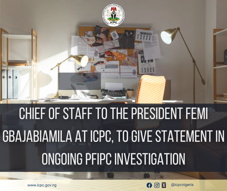 CHIEF OF STAFF TO THE PRESIDENT FEMI GBAJABIAMILA AT ICPC, TO GIVE STATEMENT IN ONGOING PFIPC INVESTIGATION